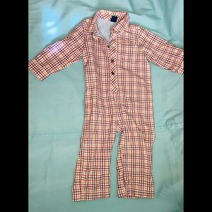 BabyGap 18-24M Cotton plaid snap bottom overall.
